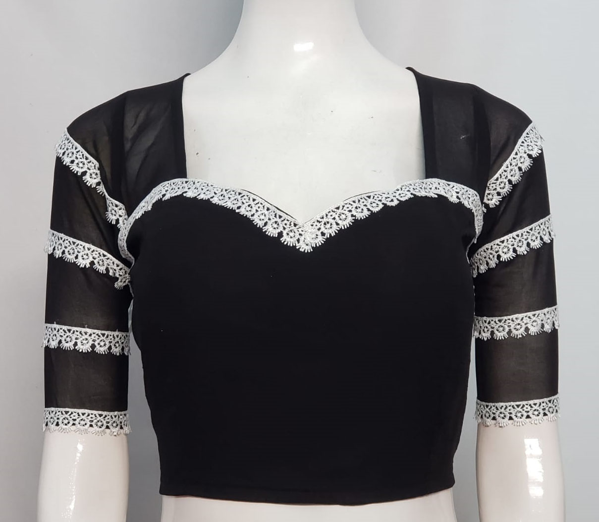 Black Color Georgette Blouse With Lace