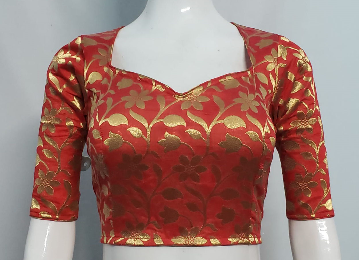 Reddish Pink Color Brocade Blouse