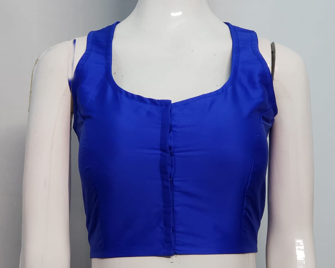 Royal Blue Color Embroidered Samo Silk Blouse