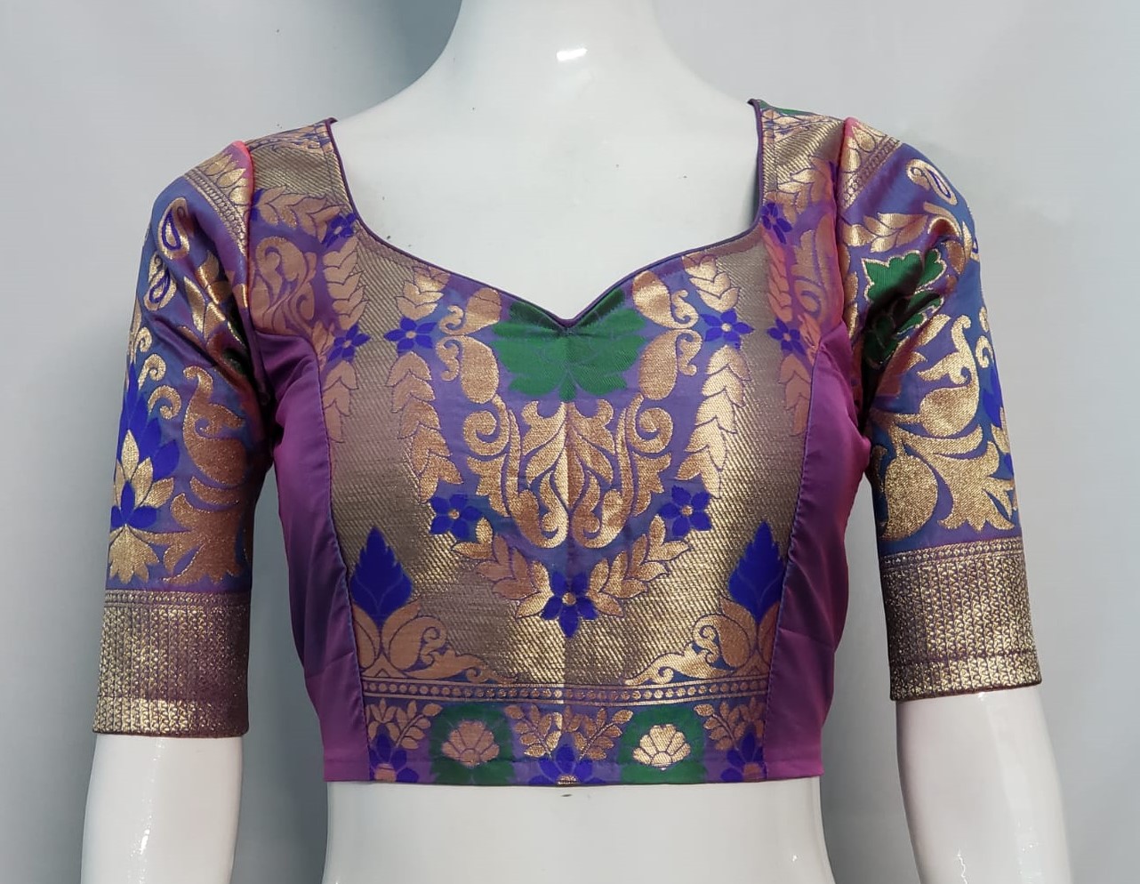 Dual Tone Color Meenakari Brocade Blouse