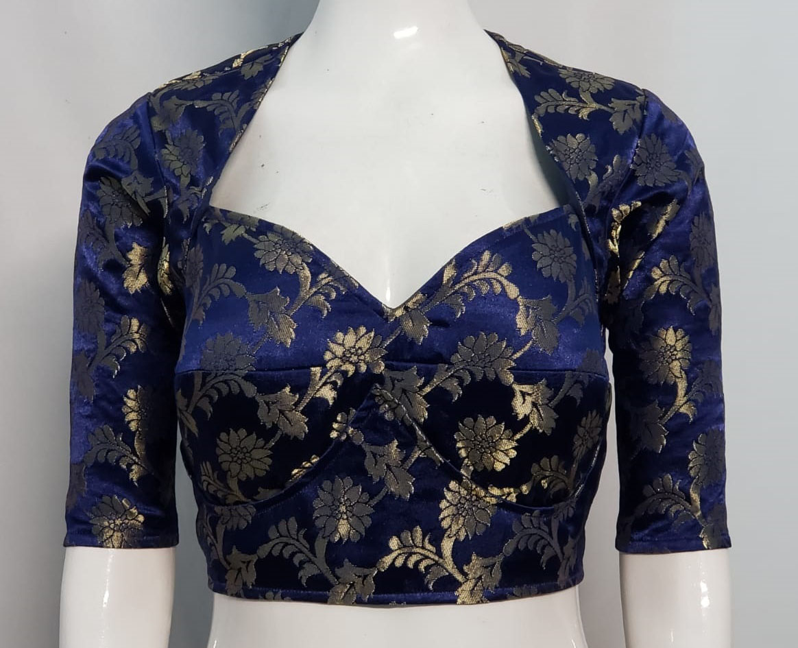 Navy Blue Color Satin Blouse