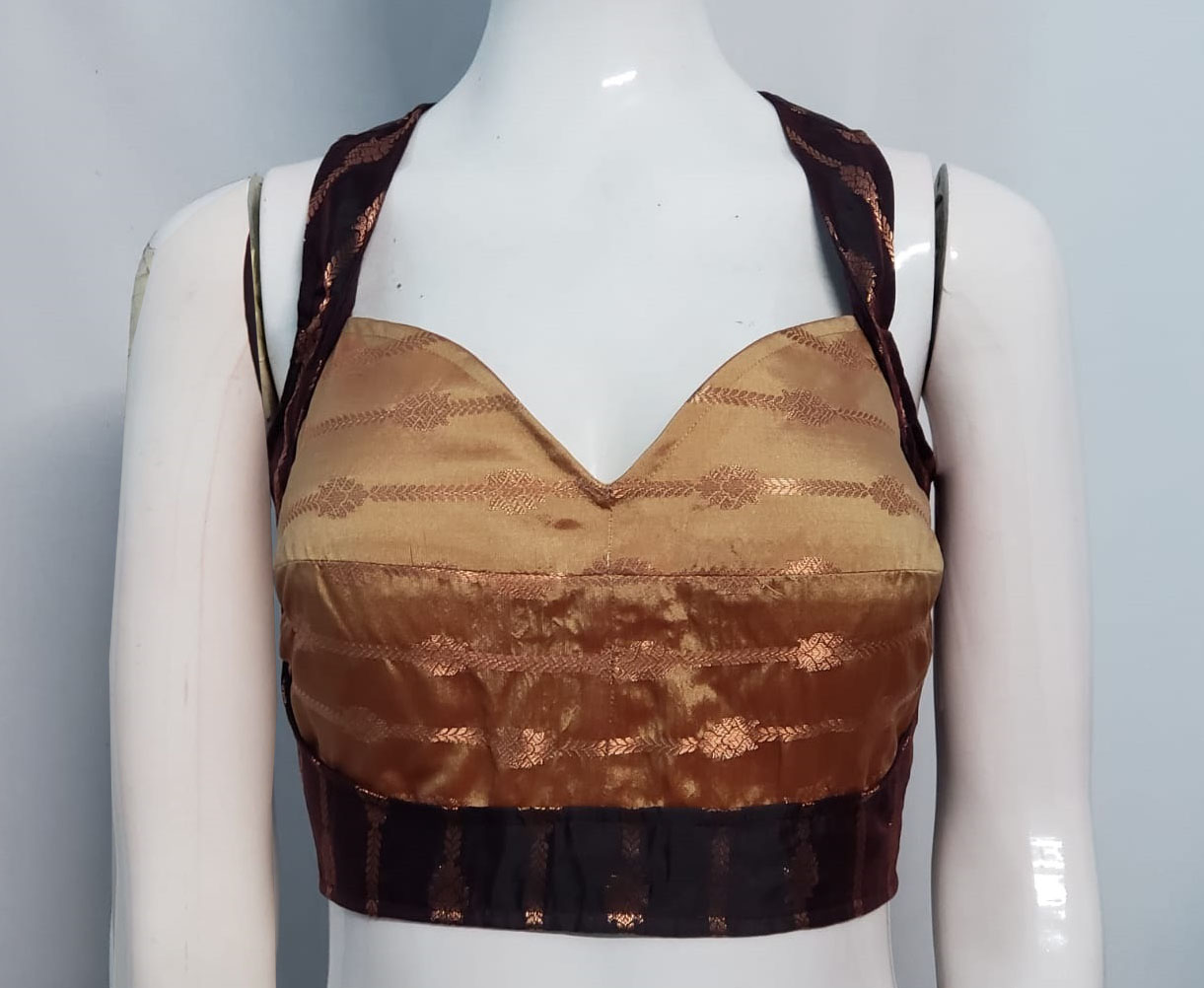 Copper Brown Color Brocade Blouse