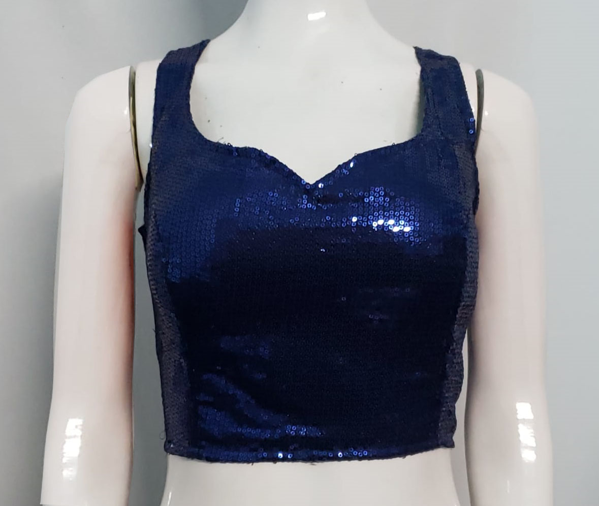 Azure Blue Color Sequin Blouse