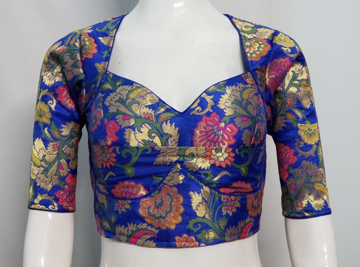 Royal Blue Color Meenakari Brocade Benarasi Blouse