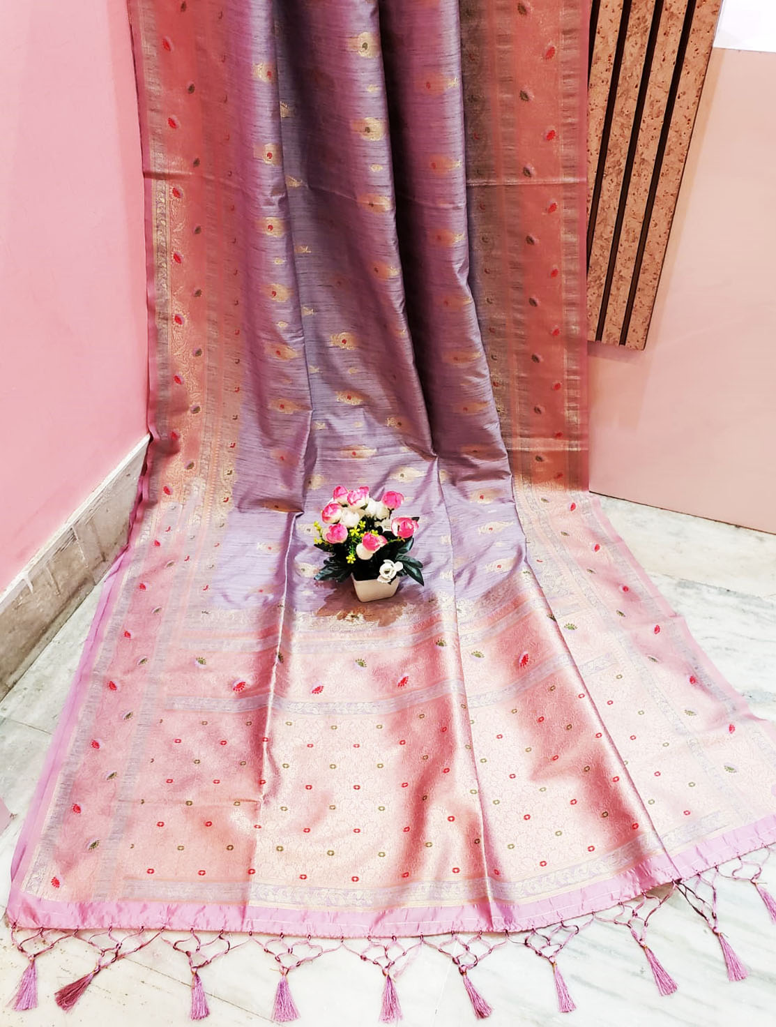 Light Lavender Color Katan Benarasi Saree