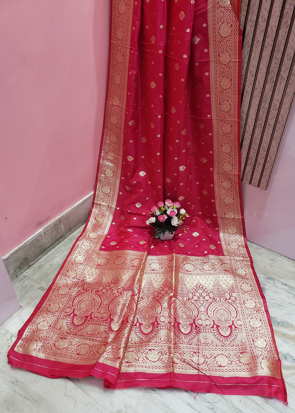 Magenta Color Katan Benarasi Saree