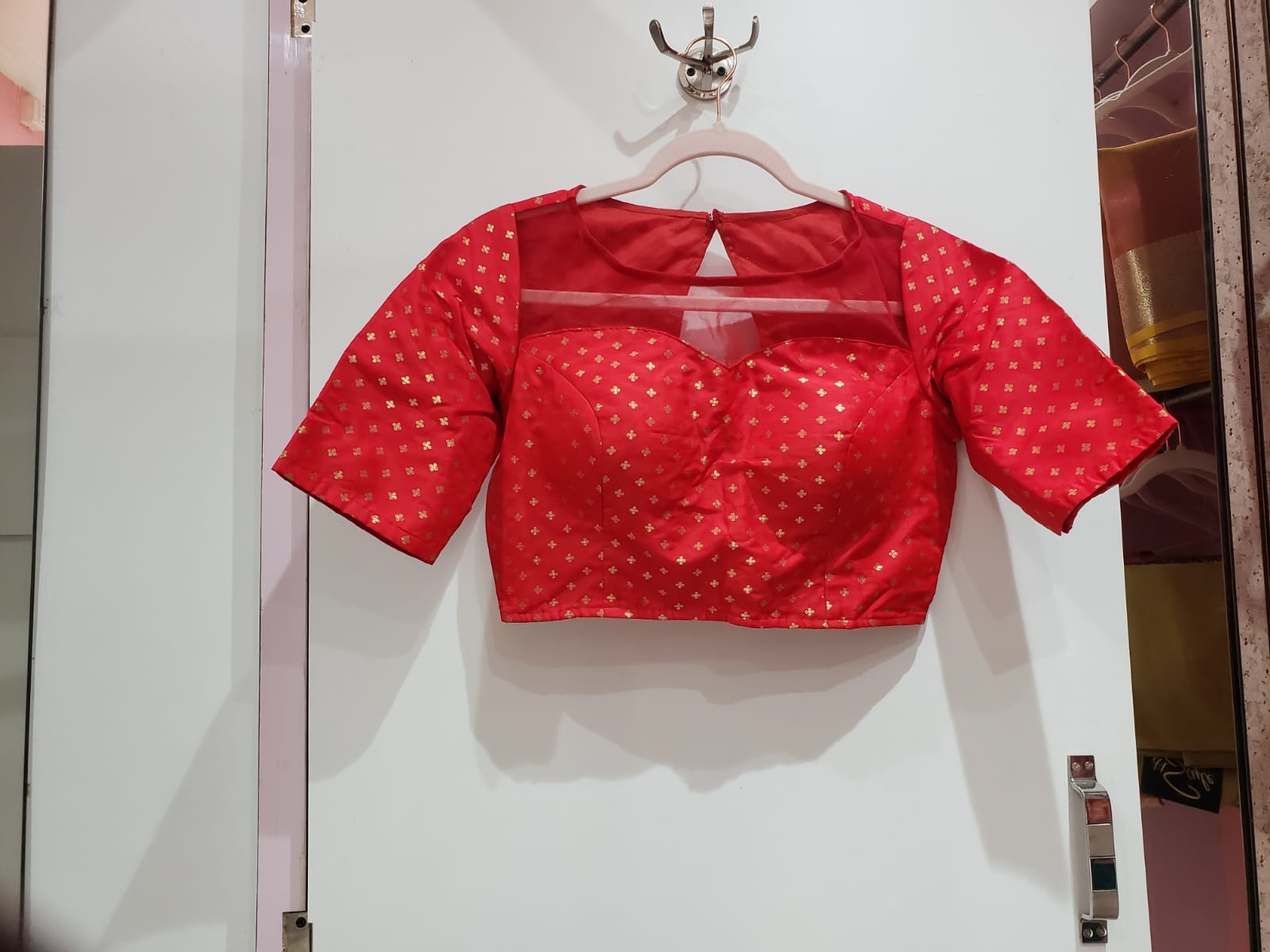 Red Color Brocade Blouse