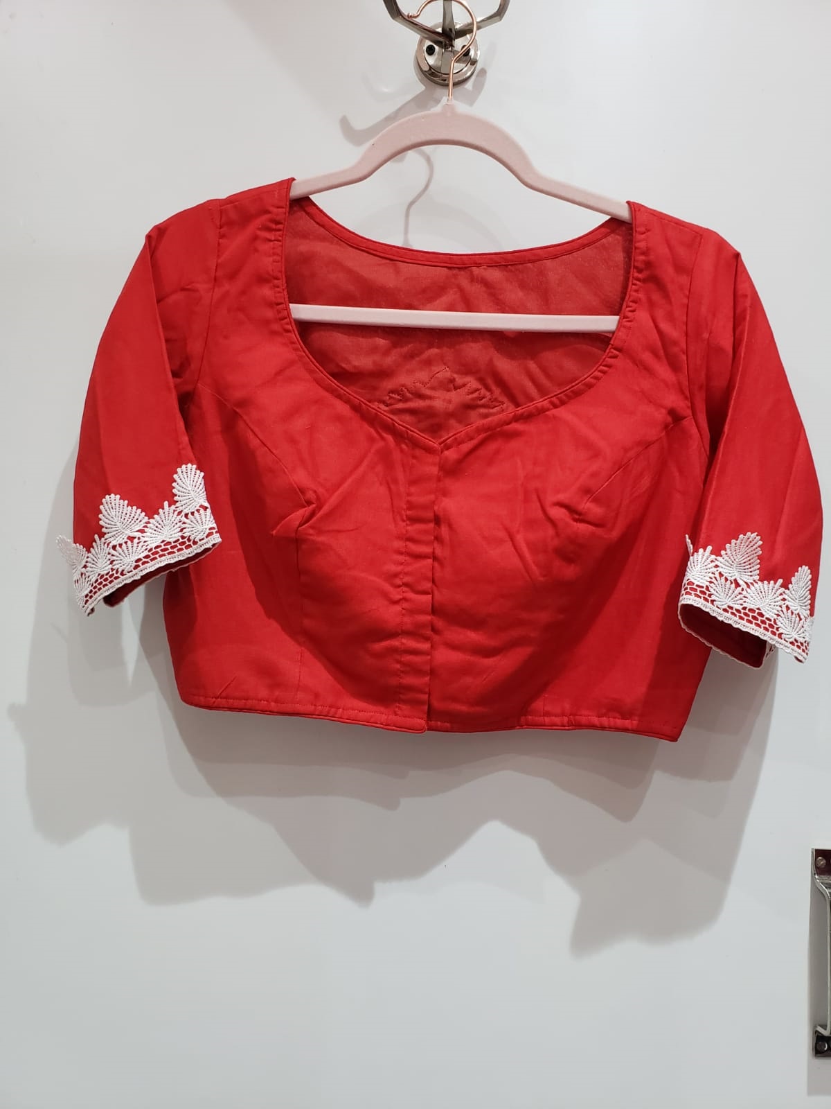 Red Color Hand Work Rayon Blouse