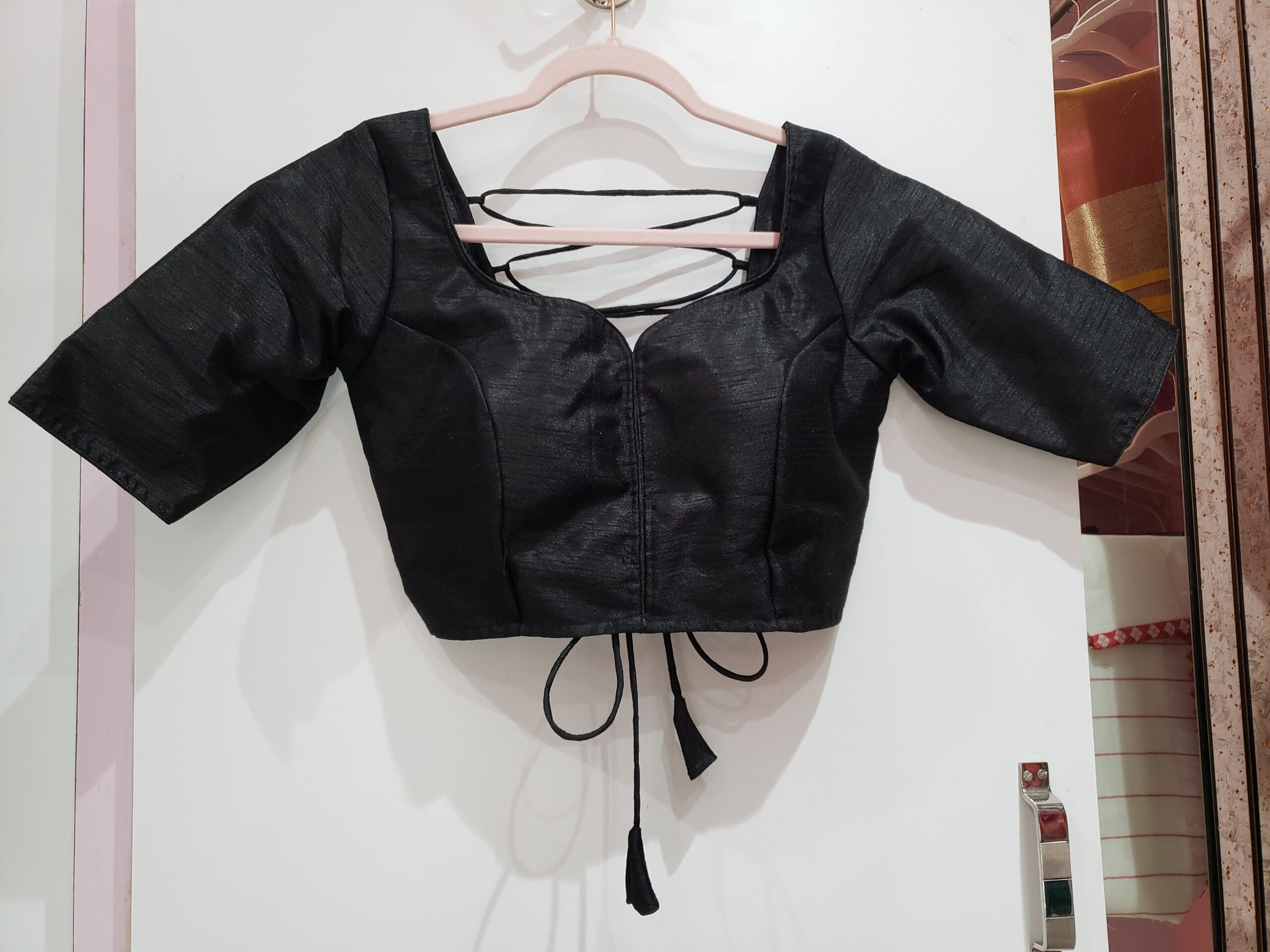 Black Color Raw Silk Blouse