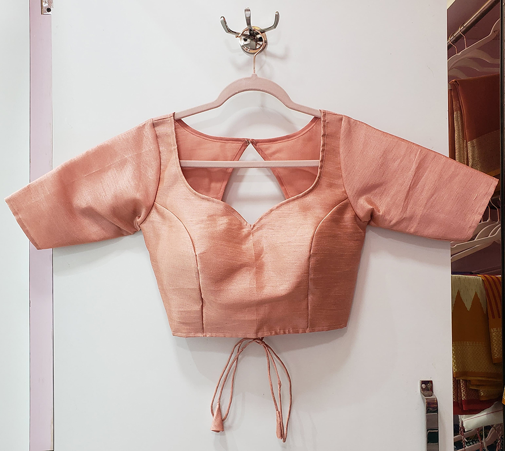 Dark Peach Color Raw Silk Blouse