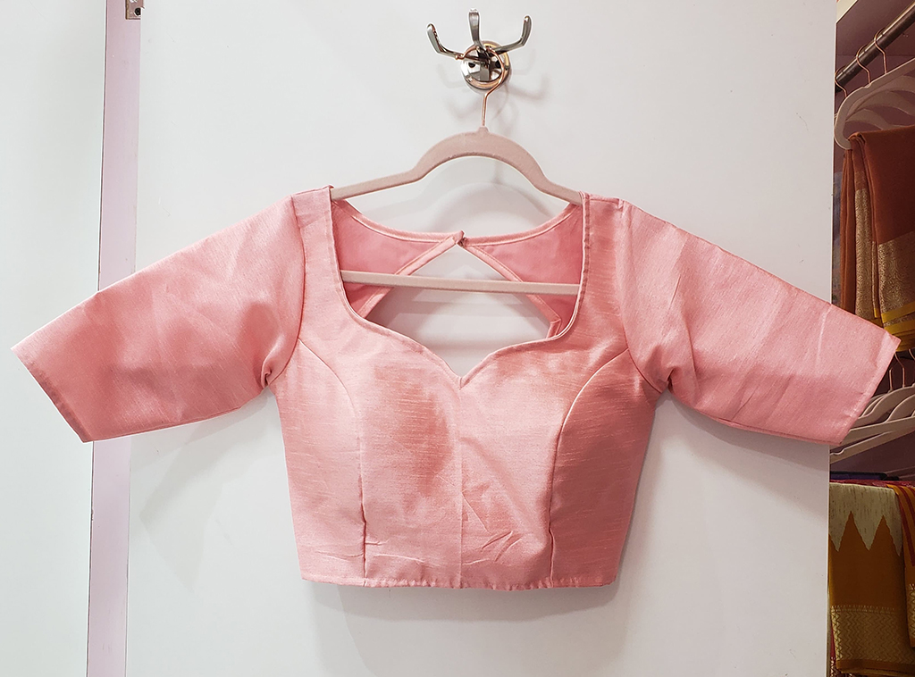 Peach Color Raw Silk Blouse